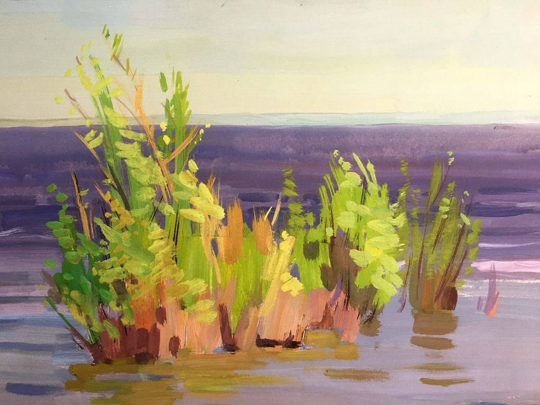 Gouache painting River landscape Chernikov Vladimir Mikhailovich - 3