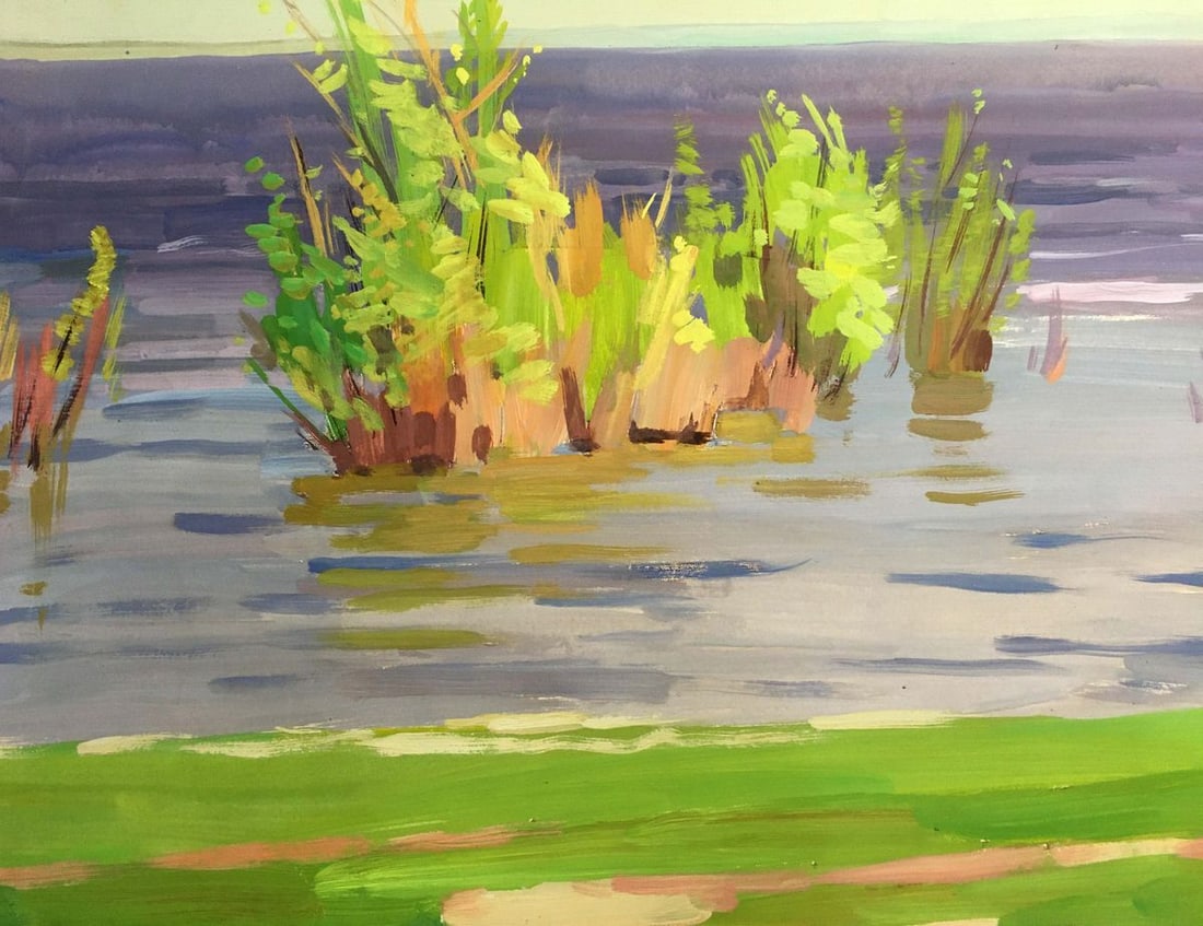 Gouache painting River landscape Chernikov Vladimir Mikhailovich - 5