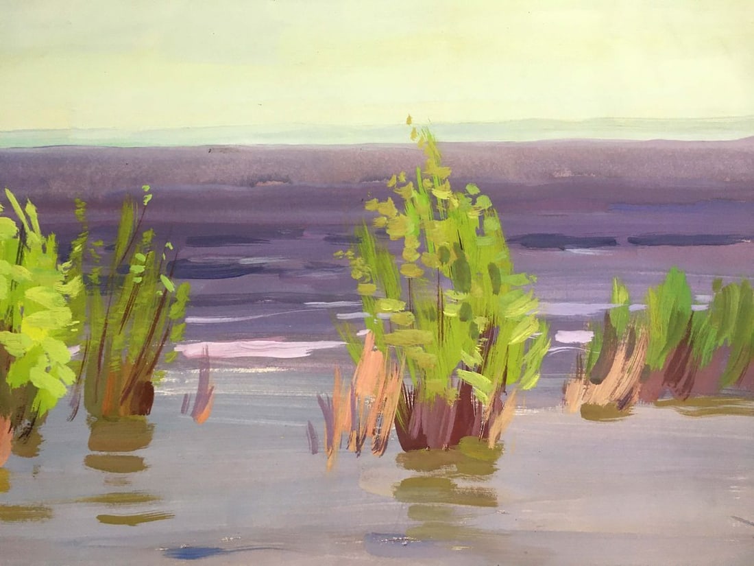 Gouache painting River landscape Chernikov Vladimir Mikhailovich - 8