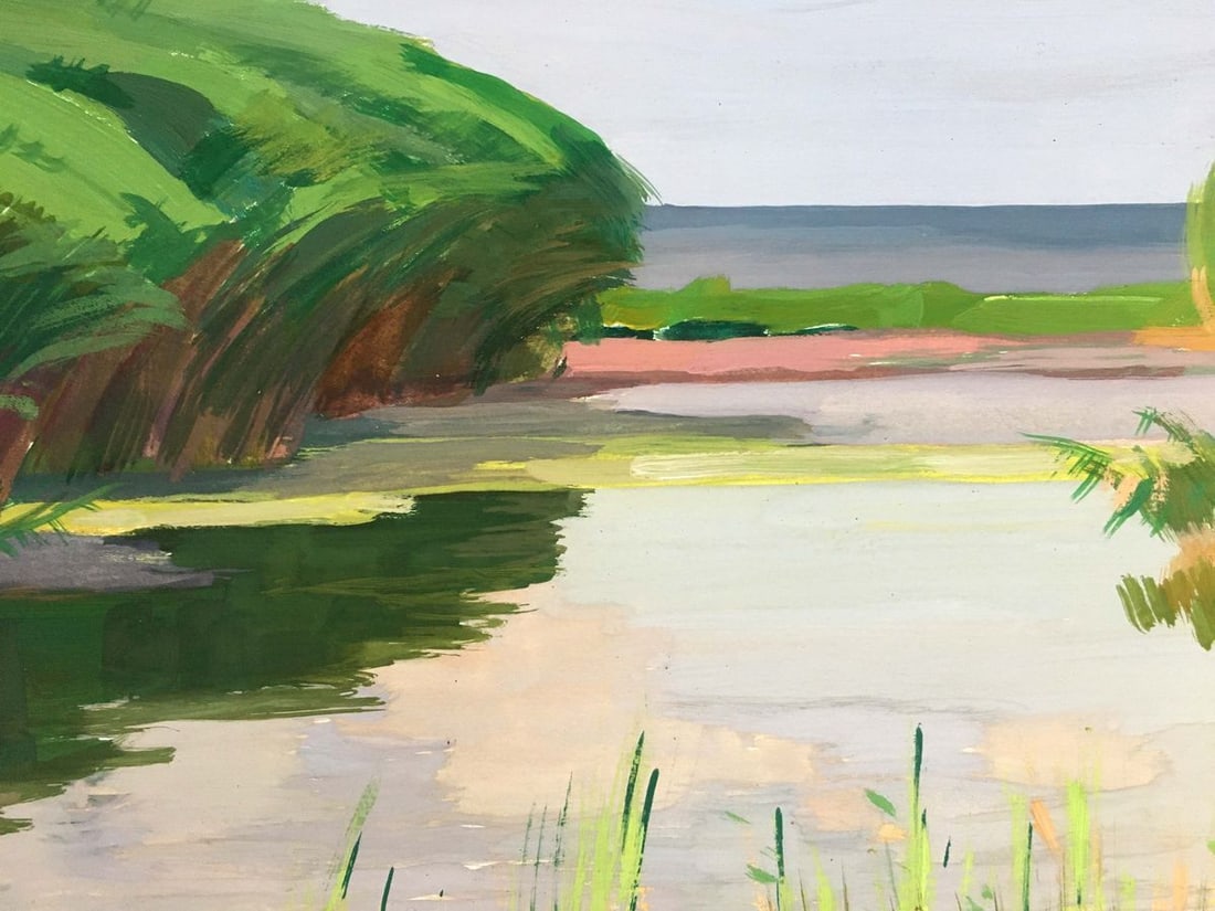 Gouache painting River landscape Chernikov Vladimir Mikhailovich - 3