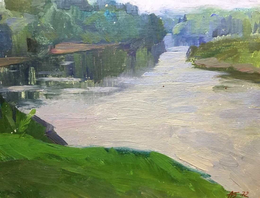 Oil painting River landscape Bloshenko Anatoly Mikhailovich - 9