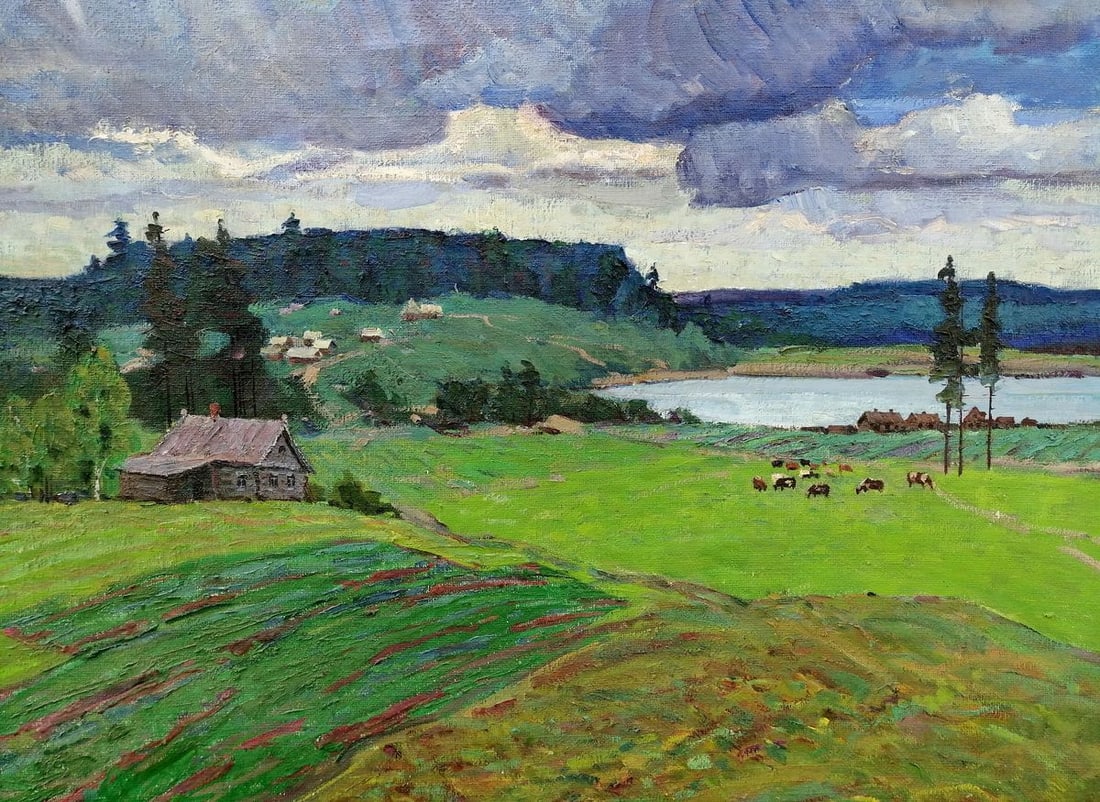 Oil painting Village in the mountains Klyuchnik Vasily Andreevich - 2