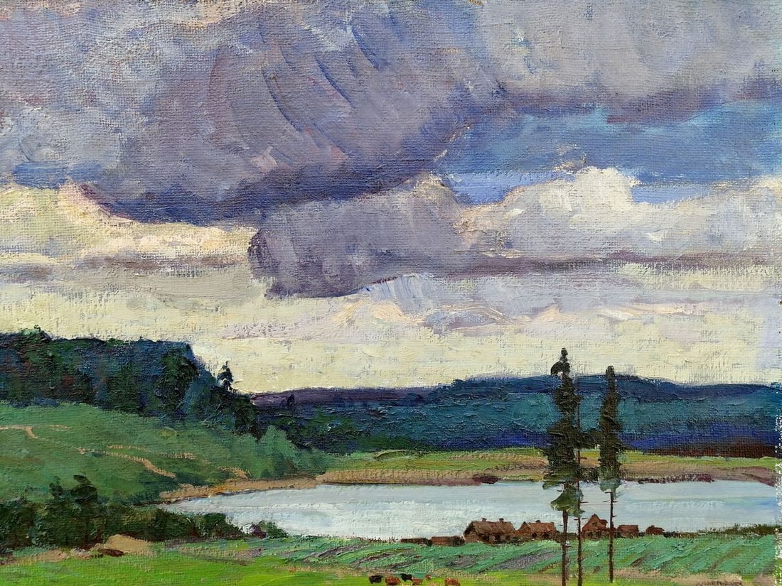 Oil painting Village in the mountains Klyuchnik Vasily Andreevich - 4