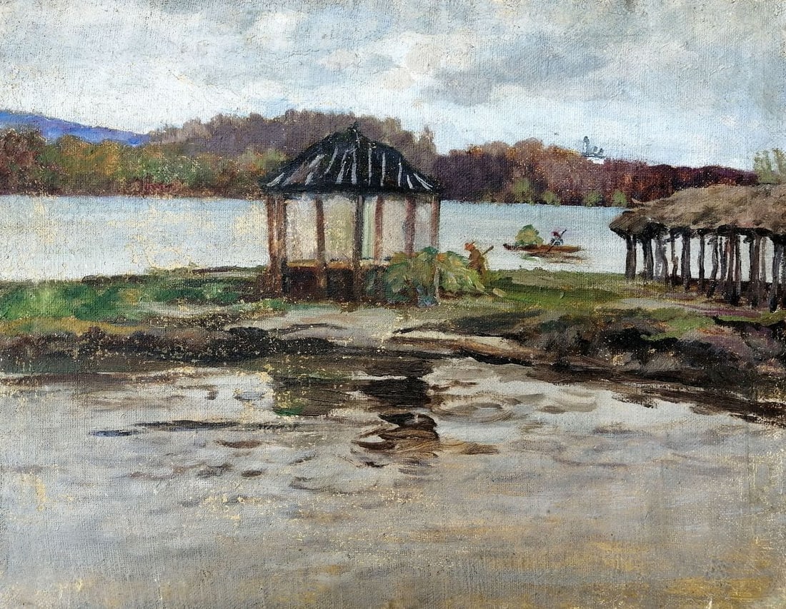 Oil painting Rest by the river Unknown artist (1 of 9)