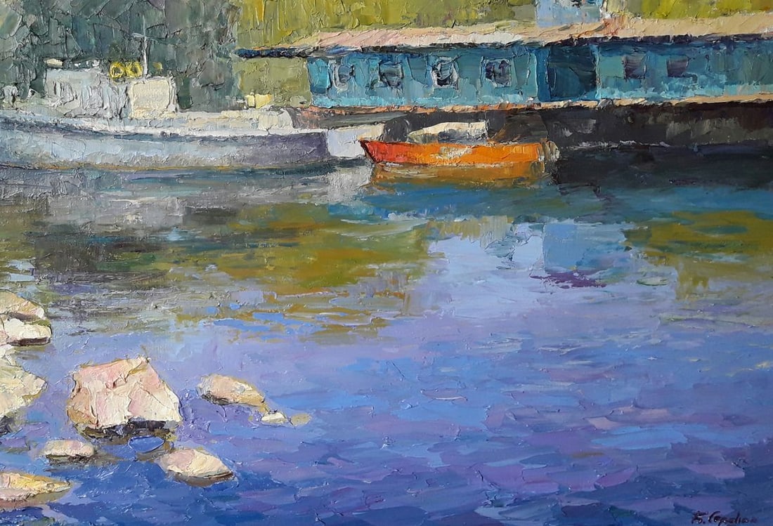 Oil painting Berth on the Dnieper Serdyuk Boris Petrovich - 3