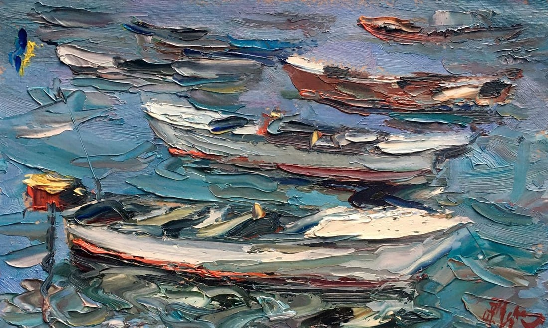 Oil painting Boats on the shore Alexander Nikolaevich Cherednichenko (1 of 13)