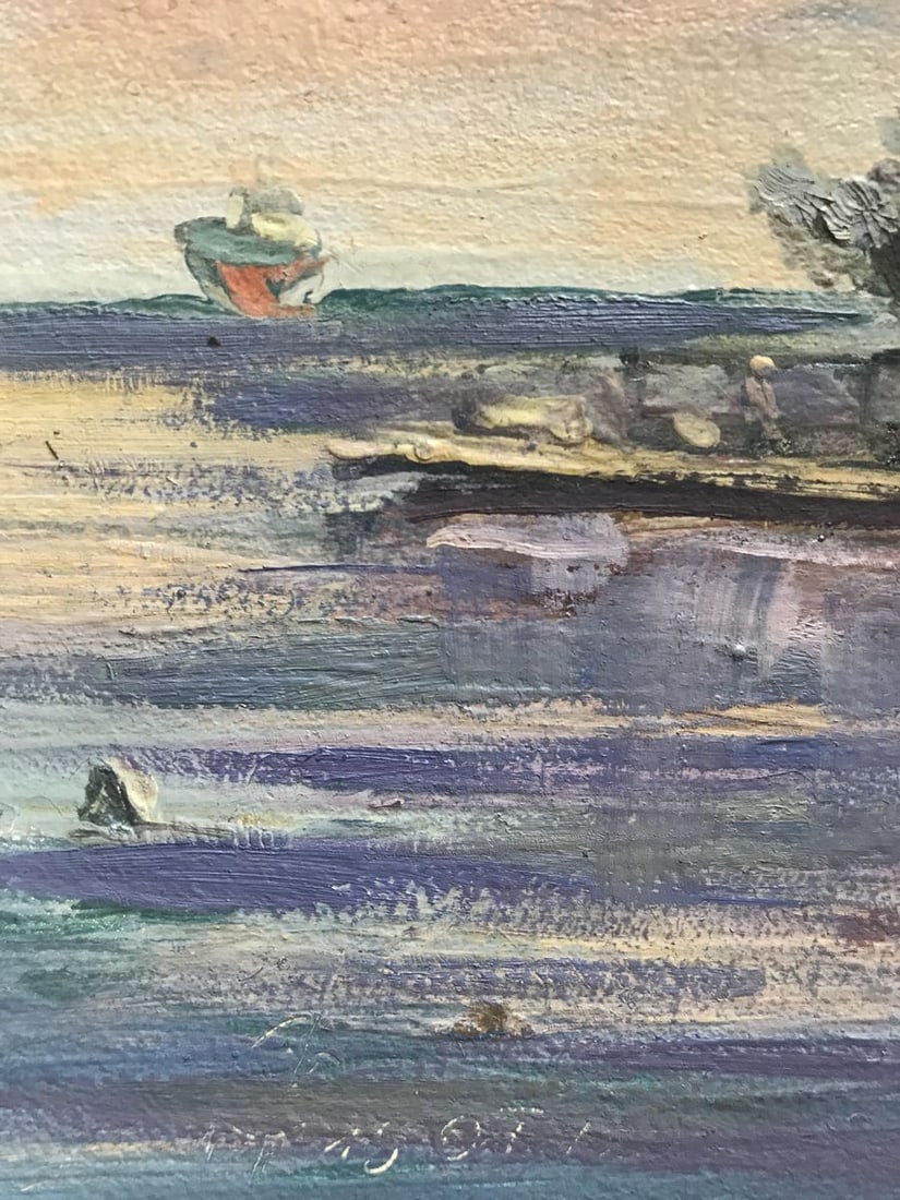 Oil painting Cottage by the river Unknown artist - 5