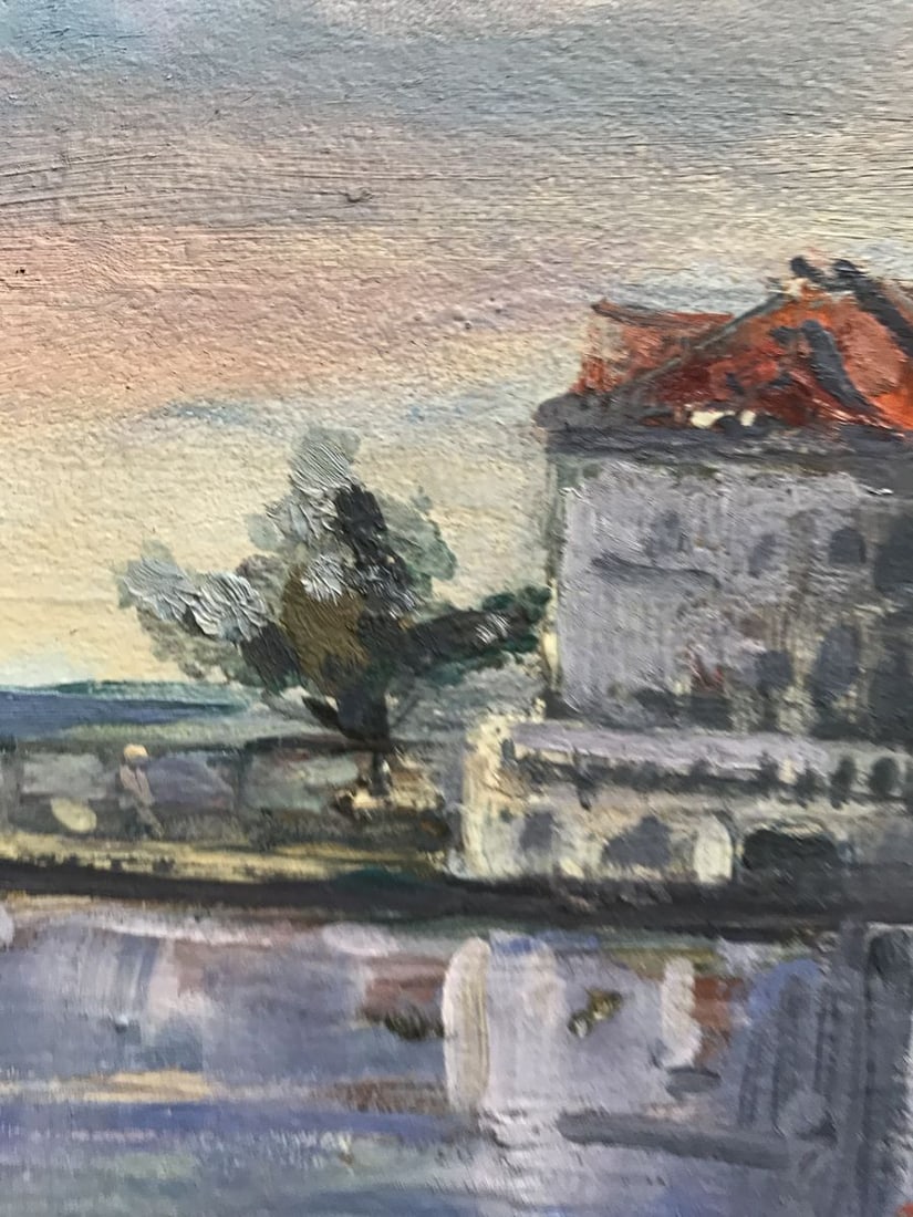 Oil painting Cottage by the river Unknown artist - 6