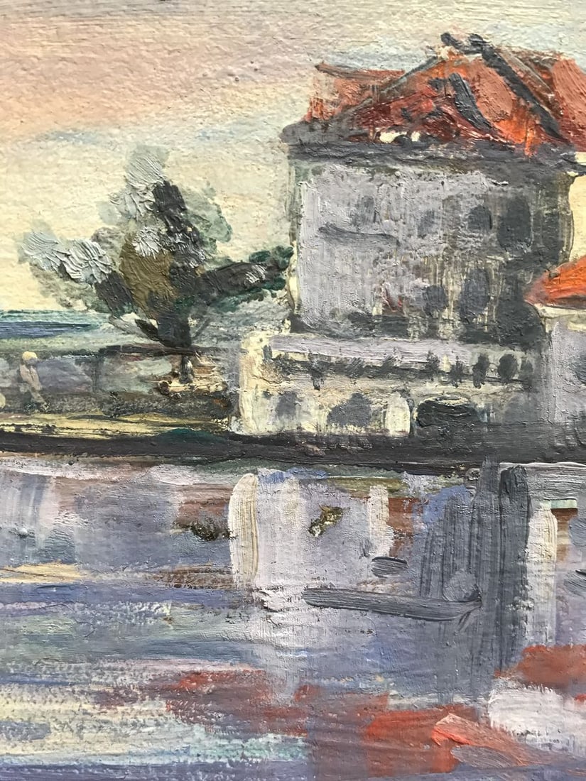 Oil painting Cottage by the river Unknown artist - 7