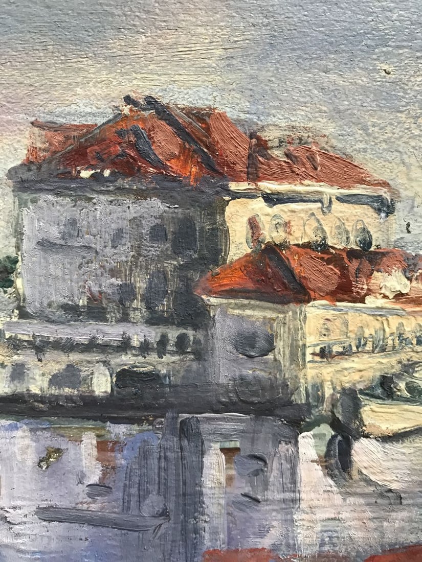 Oil painting Cottage by the river Unknown artist - 8