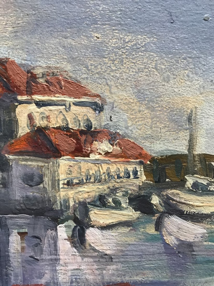 Oil painting Cottage by the river Unknown artist - 9