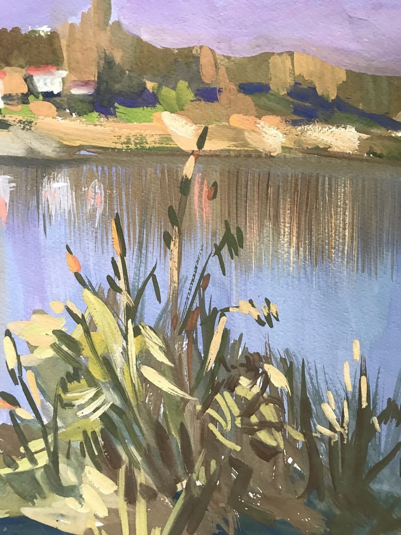 Oil painting Sunset in nature Unknown artist - 10