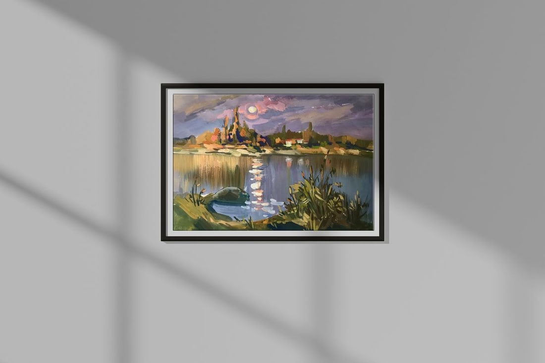 Oil painting Sunset in nature Unknown artist - 2