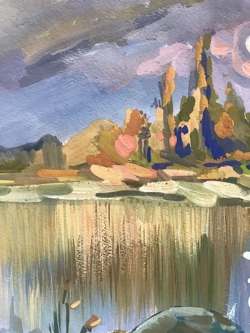 Oil painting Sunset in nature Unknown artist - 4