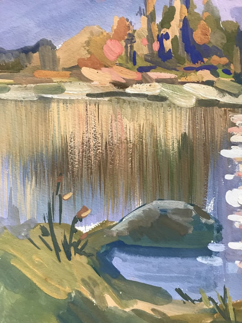 Oil painting Sunset in nature Unknown artist - 5