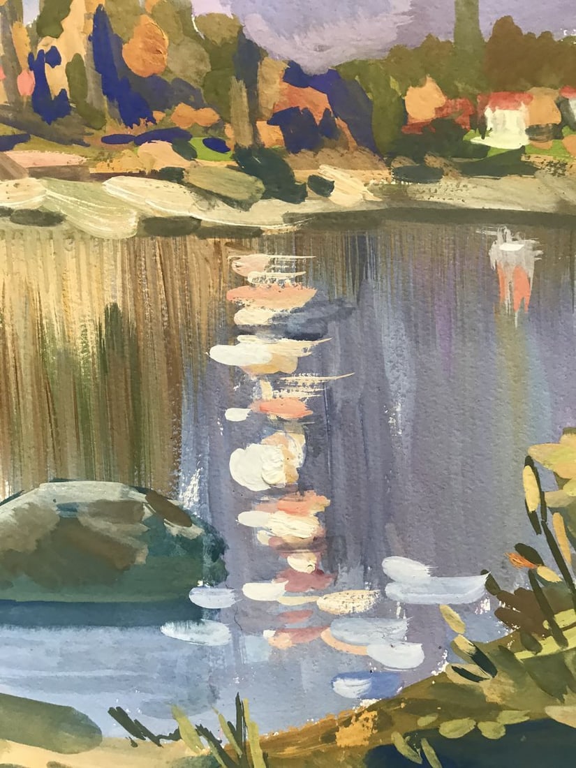 Oil painting Sunset in nature Unknown artist - 7