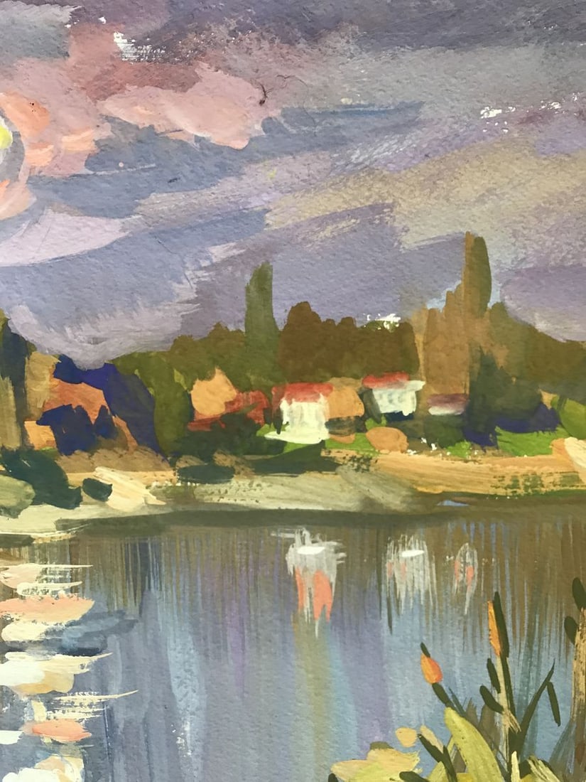 Oil painting Sunset in nature Unknown artist - 8