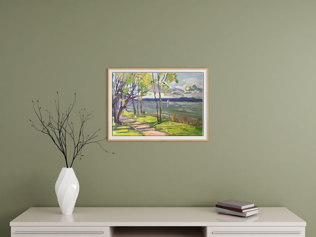 Oil painting Walk along the coast Unknown artist - 3