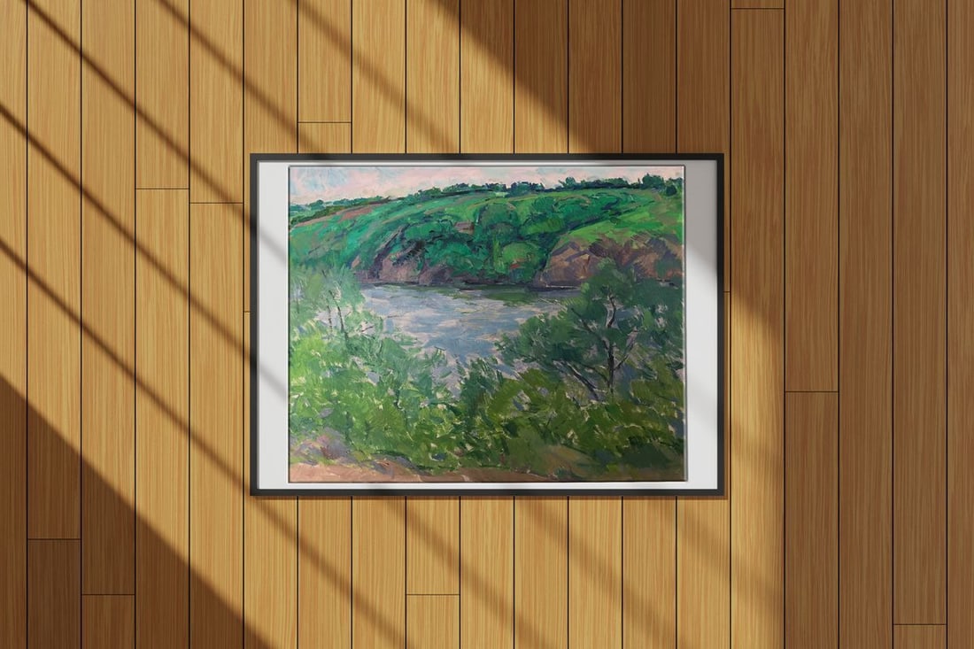 Oil painting Landscape with a river Peter Tovpev - 2