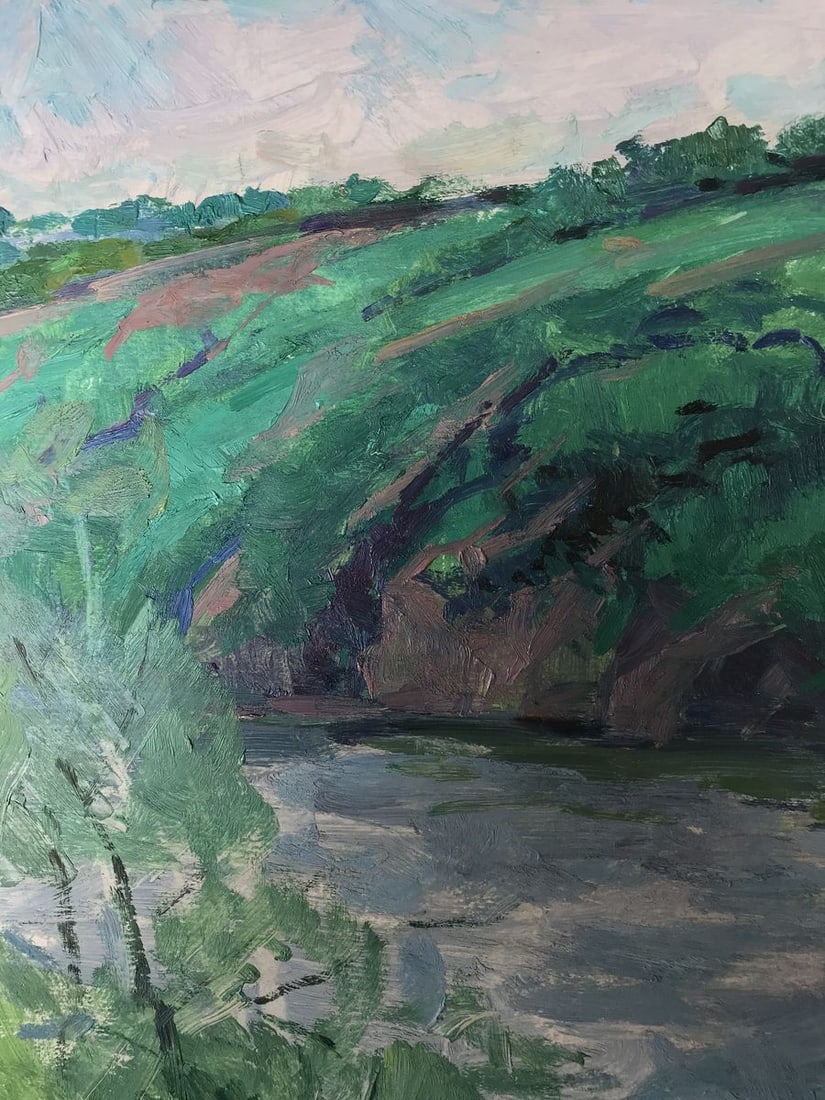 Oil painting Landscape with a river Peter Tovpev - 4