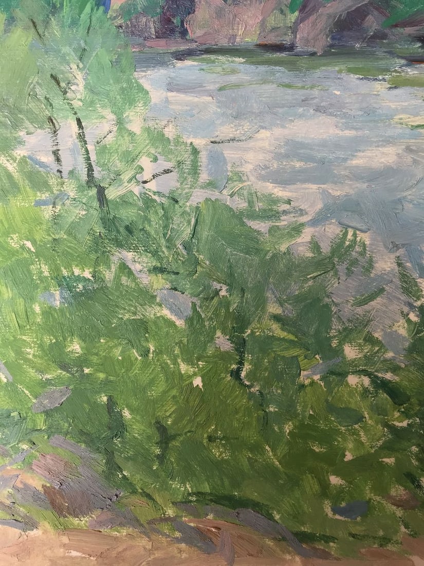 Oil painting Landscape with a river Peter Tovpev - 5