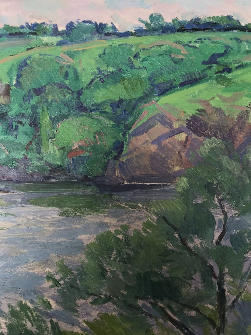 Oil painting Landscape with a river Peter Tovpev - 8