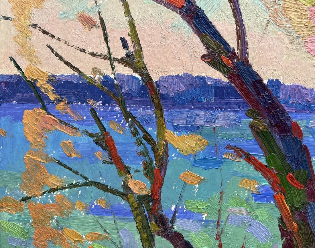 Oil painting autumn coast Peter Tovpev - 5