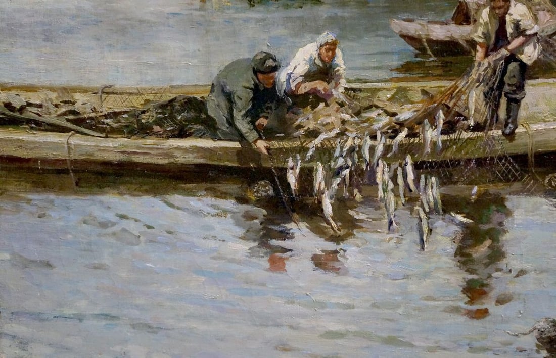 Oil painting Catch fish Muho Nikolay Antonovich - 2