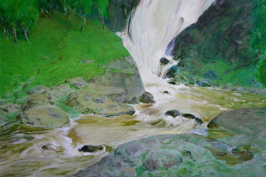 Oil painting Waterfall landscape Likholet Alexei Kirillovich - 2