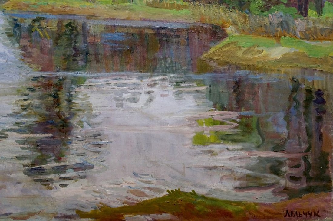 Oil painting River landscape Lelchuk Marina Grigoryevna - 5