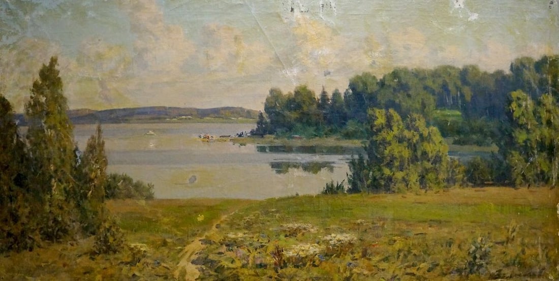Oil painting By the evening Zemskov Lev Nikolaevich (1 of 8)