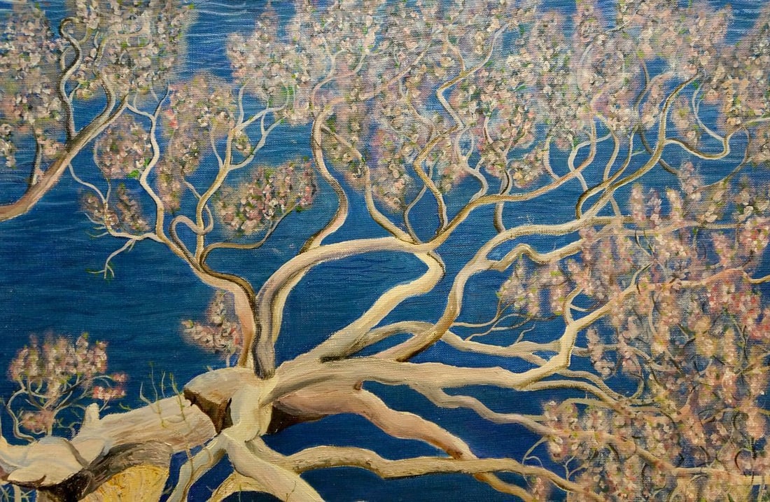 Oil painting Blooming tree - 4