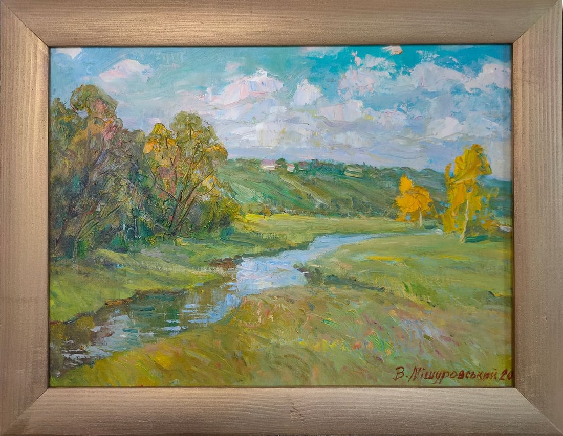 Oil painting Autumn on the levada Mishurovsky V. V.: No37 *** ABOUT THIS PAINTING *** * TITLE: "Autumn on the levada" * ARTISTS: Mishurovsky V. V. * SIZE:30x40 cm/ 11,81x15,74 inches * MEDIUM: Oil, canvas on the cardboard * HAND PAINTED: Original