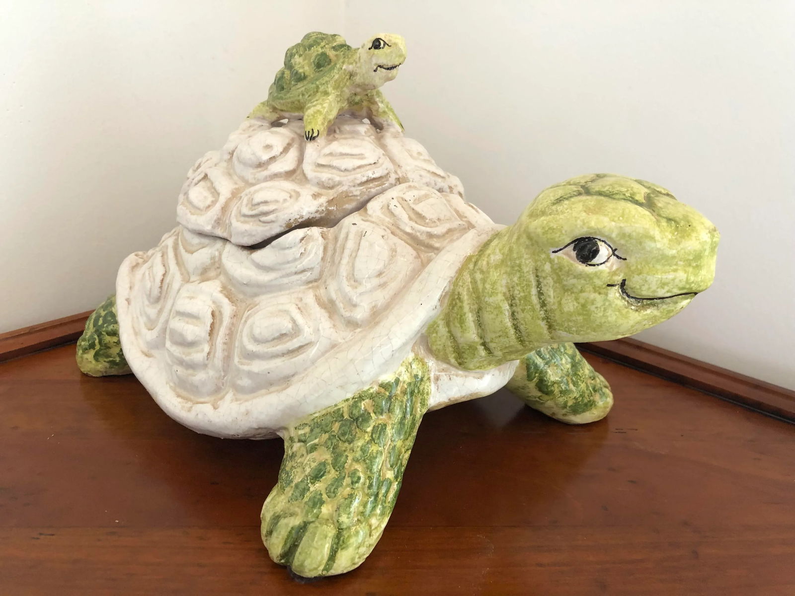 1990s Italian Hand Painted Ceramic Turtle Cookie Jar, Under the Sea - 2