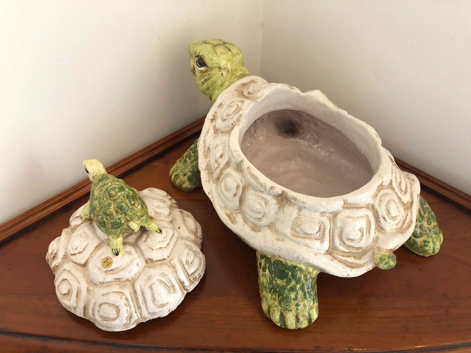 1990s Italian Hand Painted Ceramic Turtle Cookie Jar, Under the Sea - 3