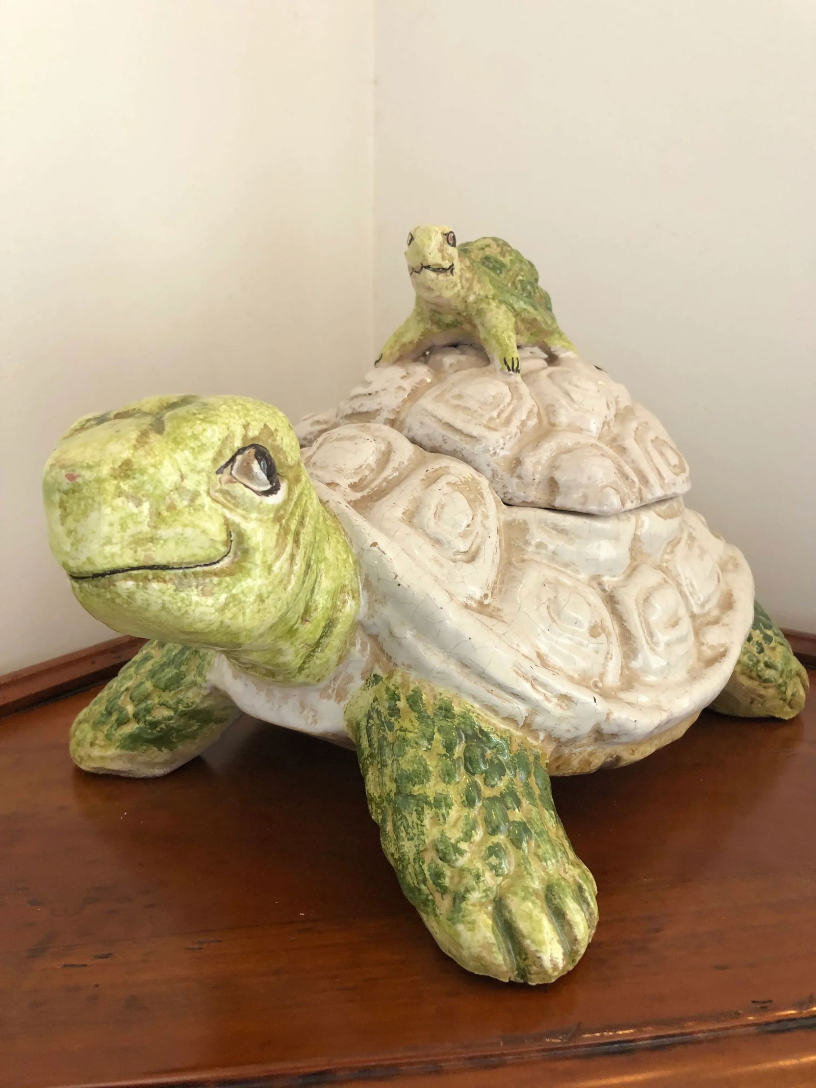 1990s Italian Hand Painted Ceramic Turtle Cookie Jar, Under the Sea - 5