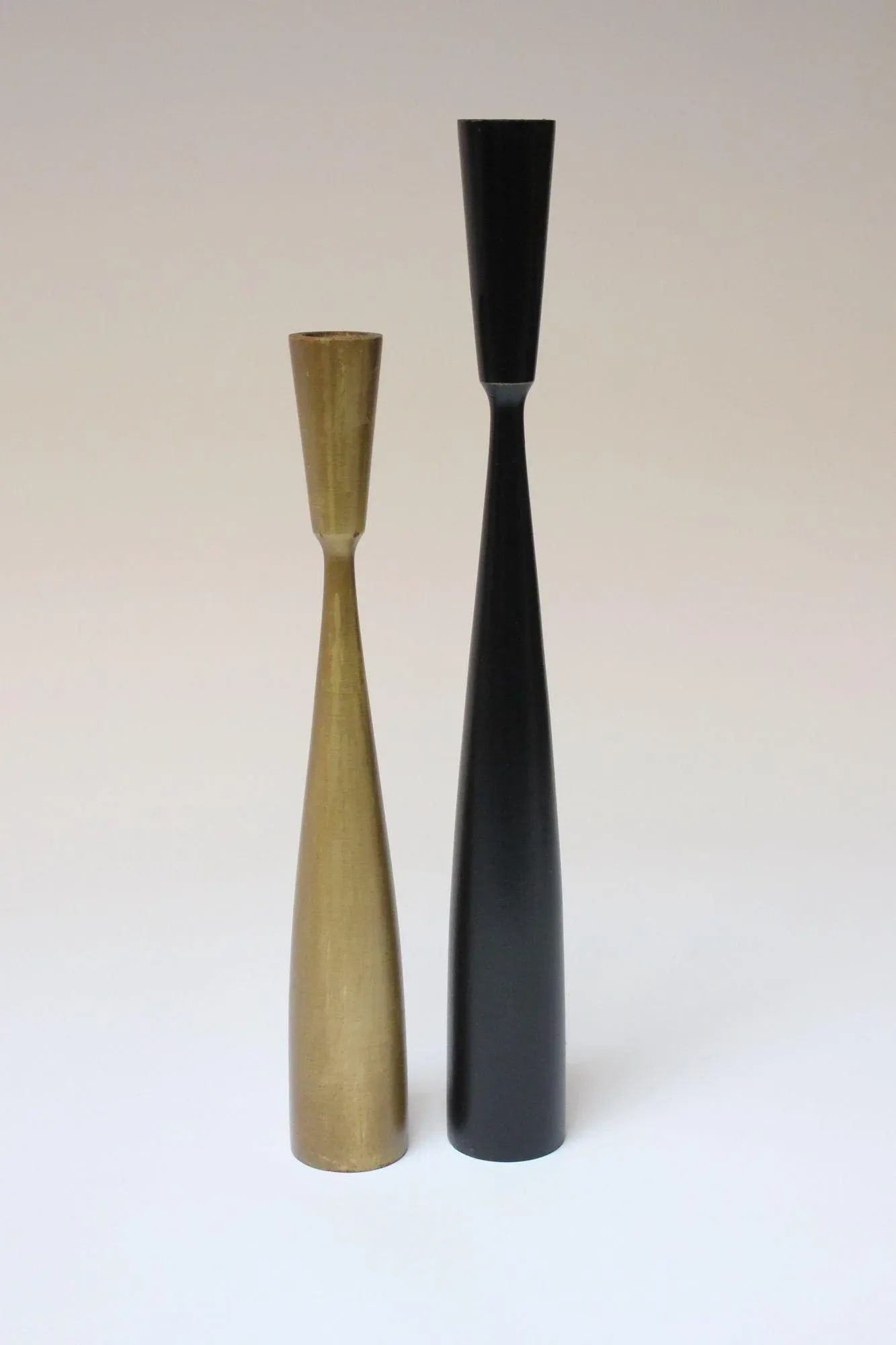 Set of Two Danish Modern Candlesticks in Gold and Black - 13