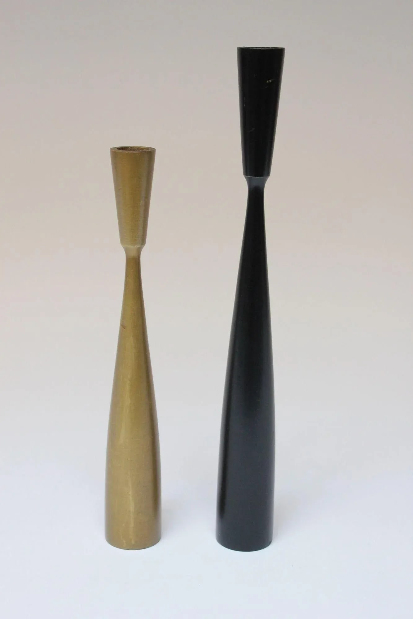 Set of Two Danish Modern Candlesticks in Gold and Black - 2