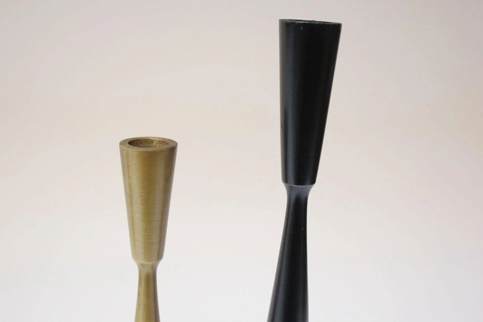 Set of Two Danish Modern Candlesticks in Gold and Black - 9