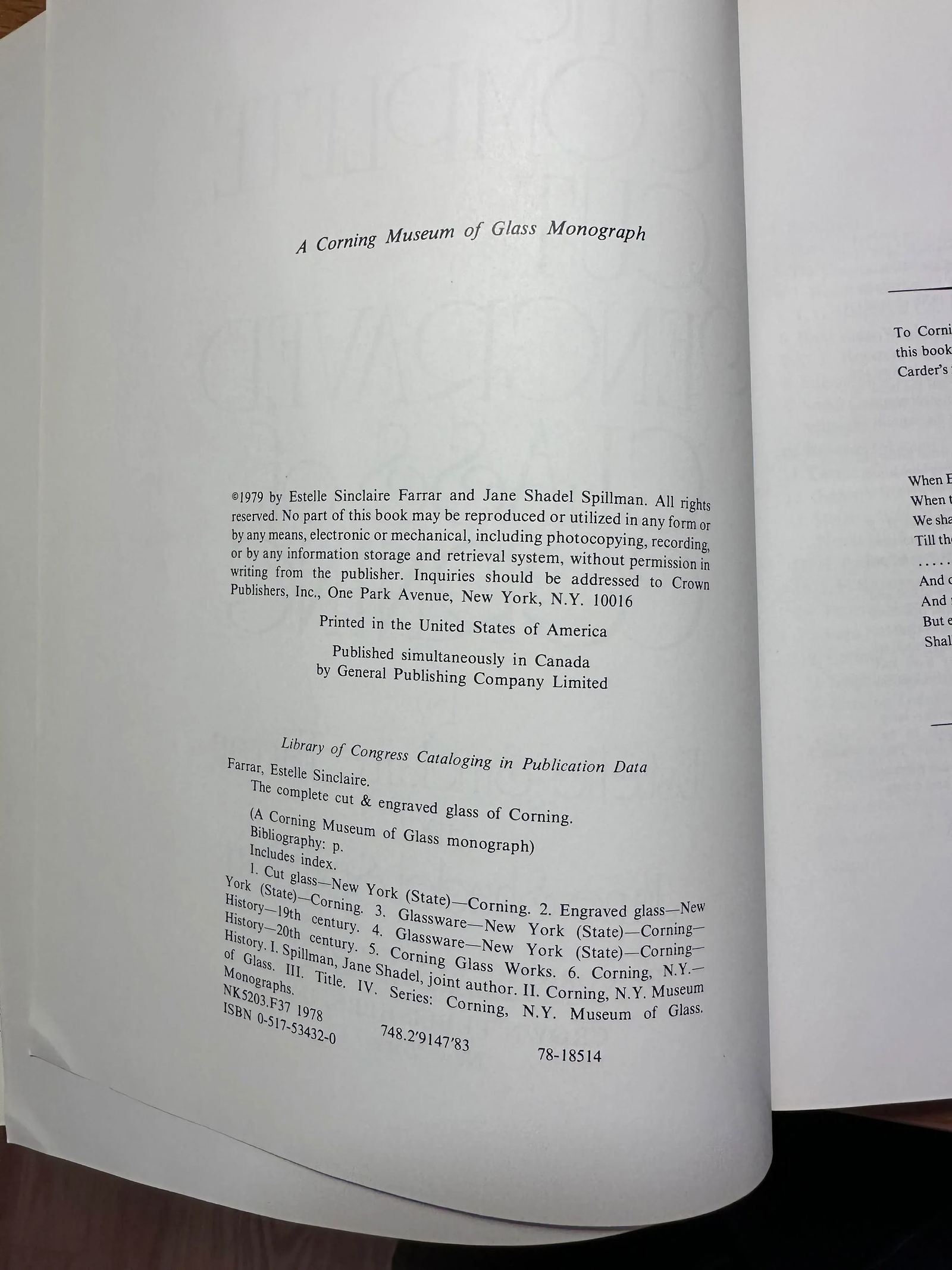 1979 The Complete Cut & Engraved Glass of Corning Hardcover Book American Brilliant Period Cut Glass - 2