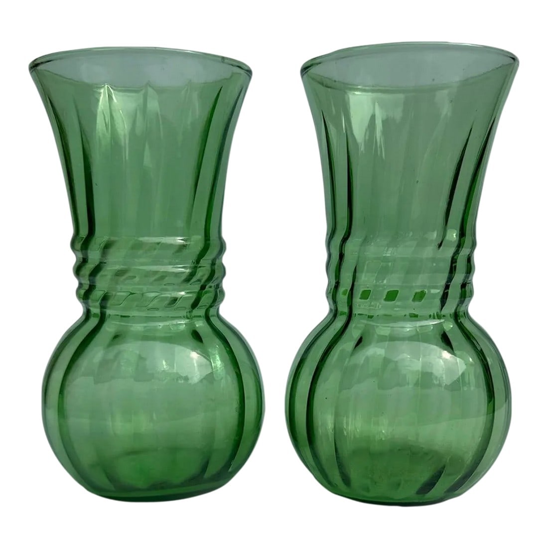 Mid 20th Century Green Glass Vases, Mid-Century Modern - a Pair (1 of 6)
