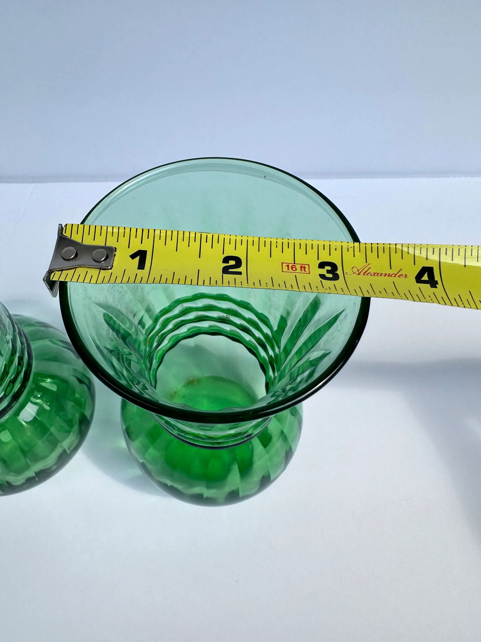 Mid 20th Century Green Glass Vases, Mid-Century Modern - a Pair - 3