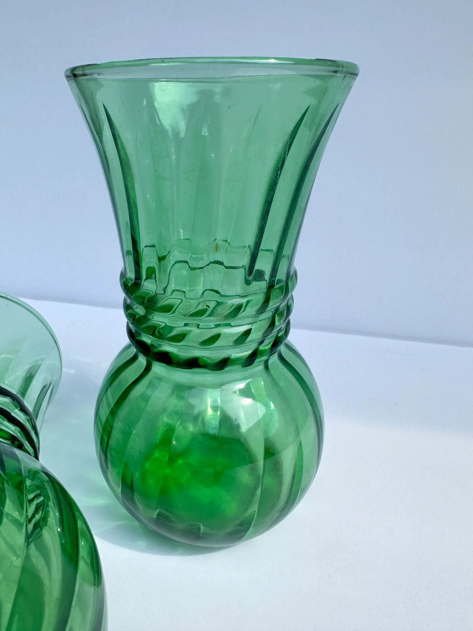 Mid 20th Century Green Glass Vases, Mid-Century Modern - a Pair - 5