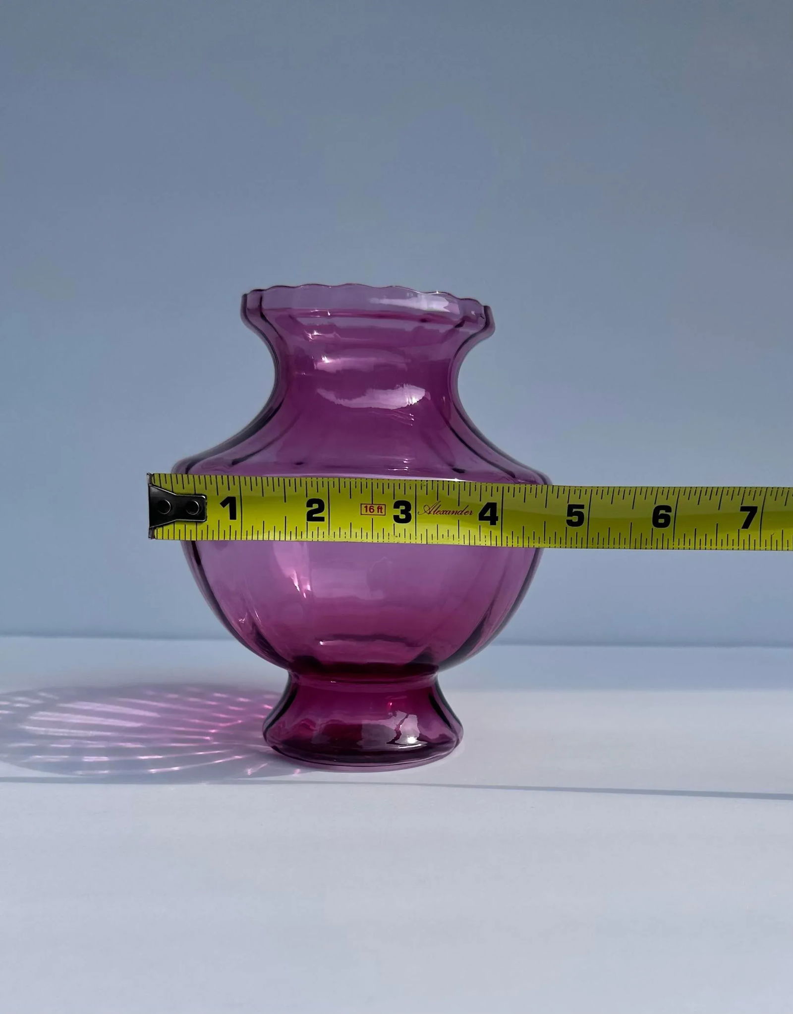 Pilgrim Cranberry Red Optic Art Glass Flower Vasd Vintage Mid 20th Century - 6