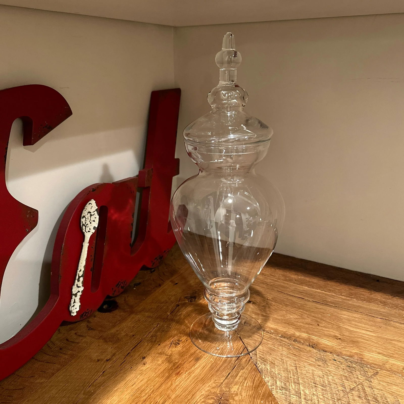 2000s Tall Glass Apothecary Jar & Lid - 7