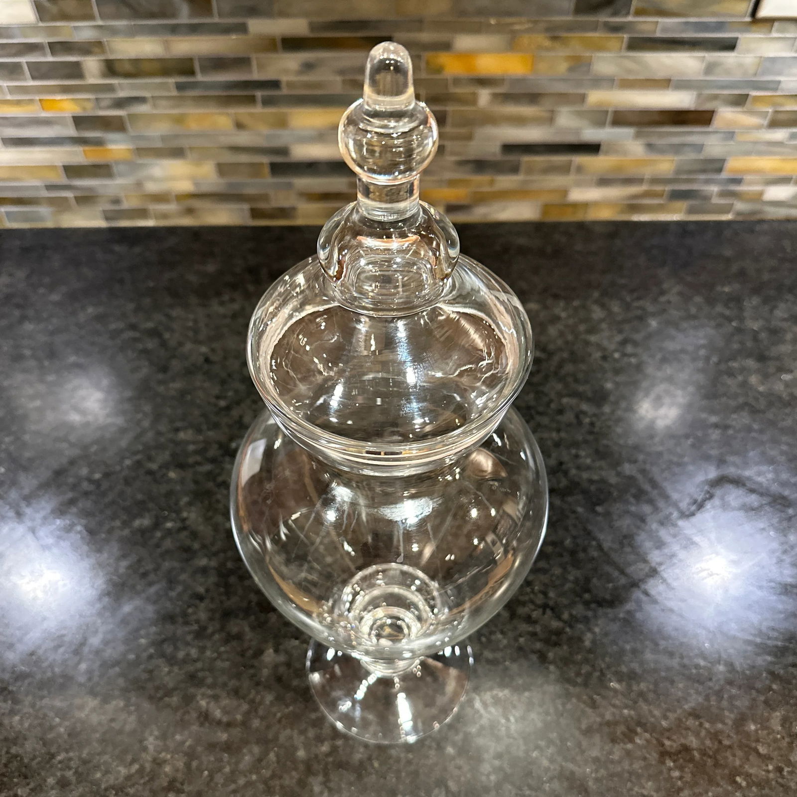 2000s Tall Glass Apothecary Jar & Lid - 8