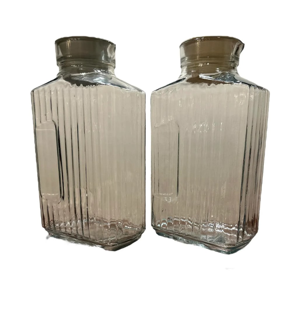 Vintage Anchor Hocking Refrigerator Glass Storage Jug Bottles- a Pair - 11