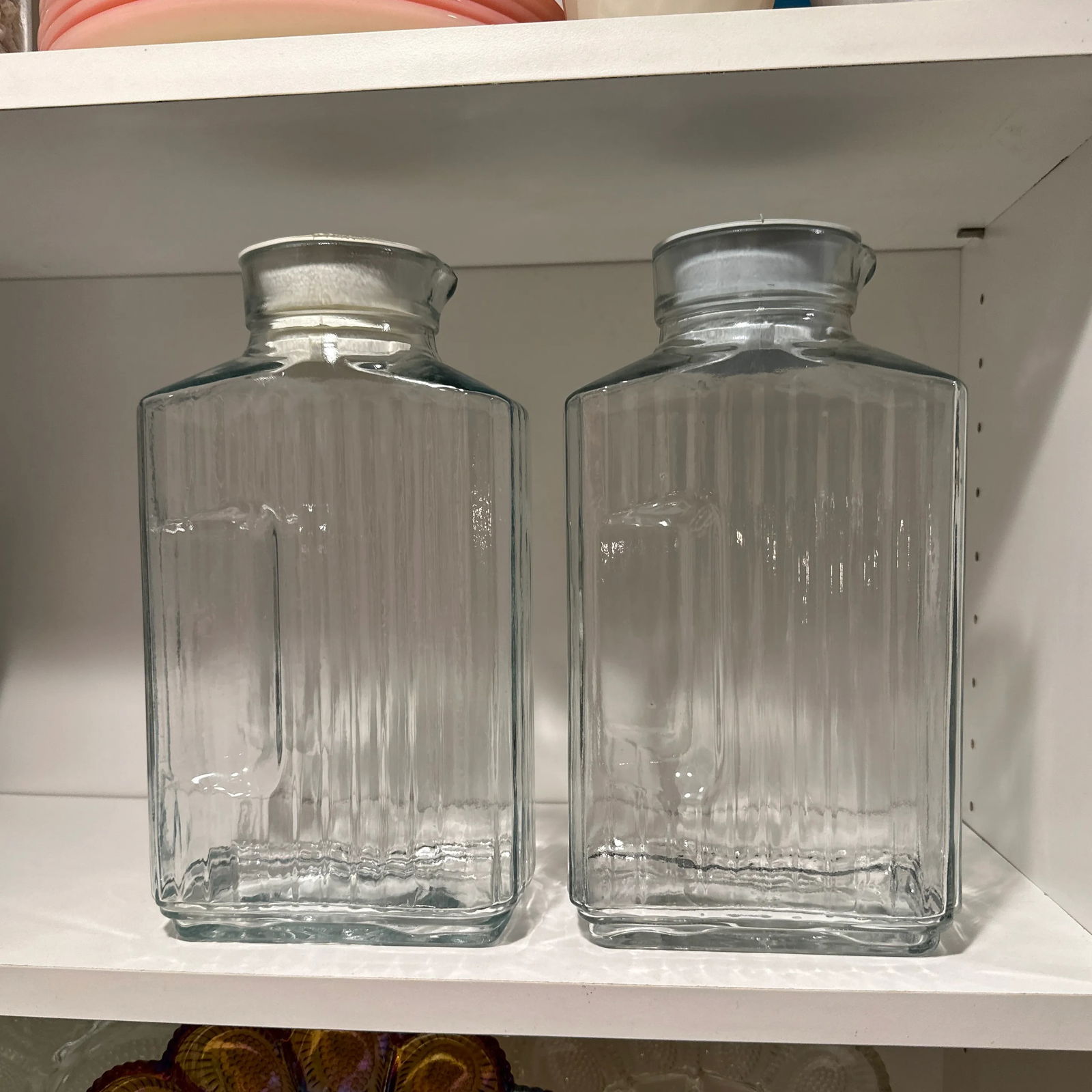 Vintage Anchor Hocking Refrigerator Glass Storage Jug Bottles- a Pair - 5