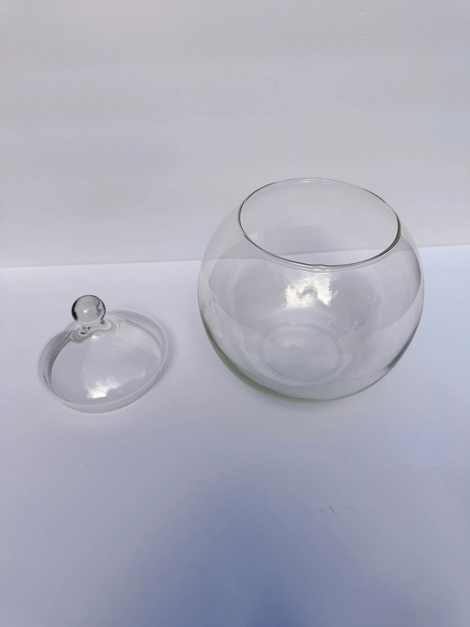 2000s Round Glass Apothecary Jar Bowl With Lid - 3