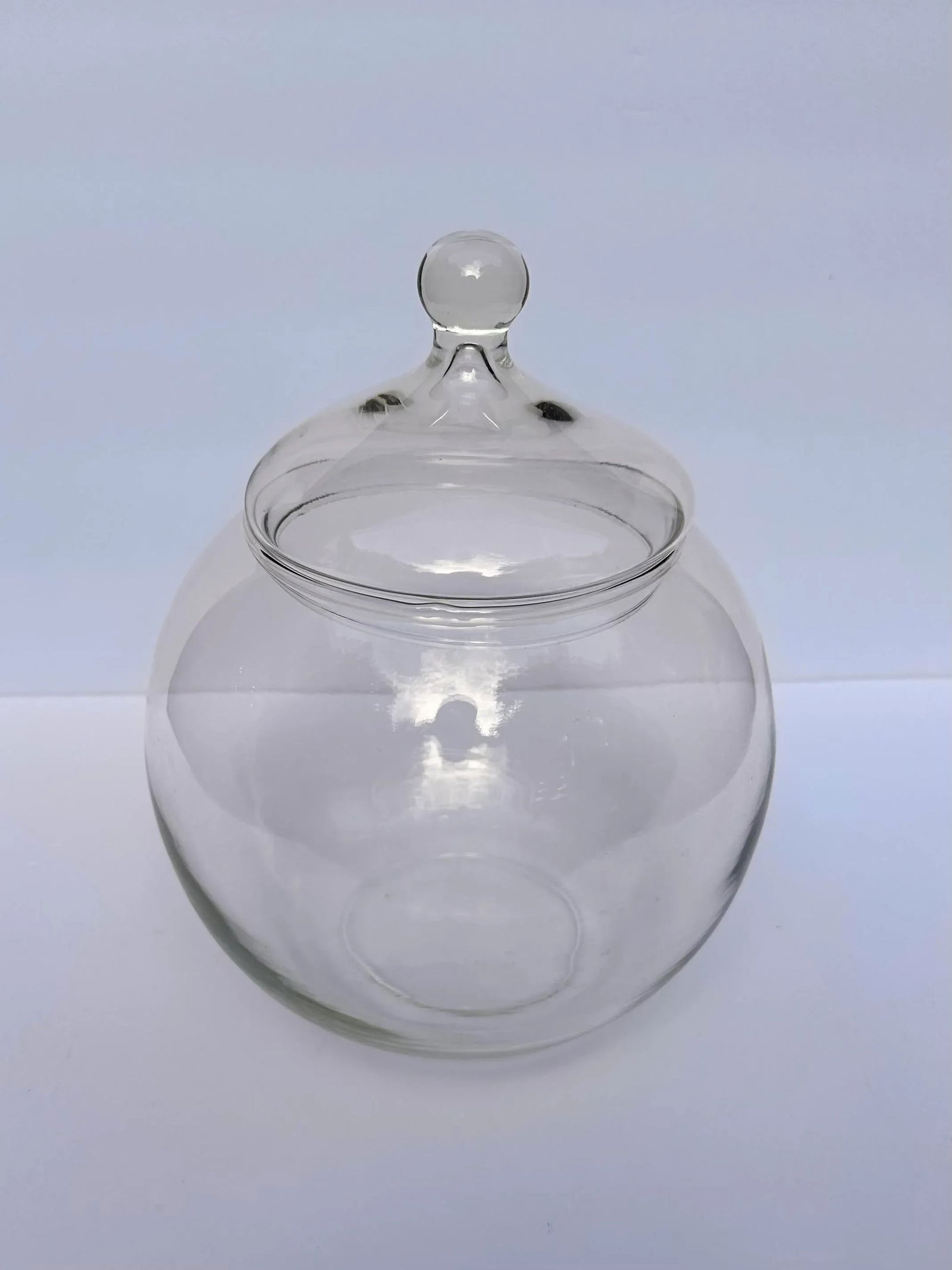 2000s Round Glass Apothecary Jar Bowl With Lid - 4